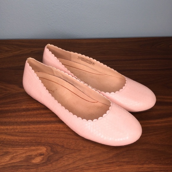 VIONIC Julieta Ballet Flat Shell Pink Snakeskin Comfort Scalloped - Picture 4 of 10
